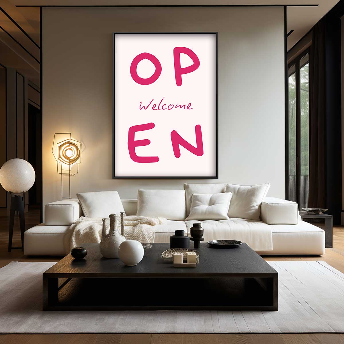 Welkomstbord "Open Kunstwerk-canvas-dibond-plexiglas-wanddecoratie-WallArtistic