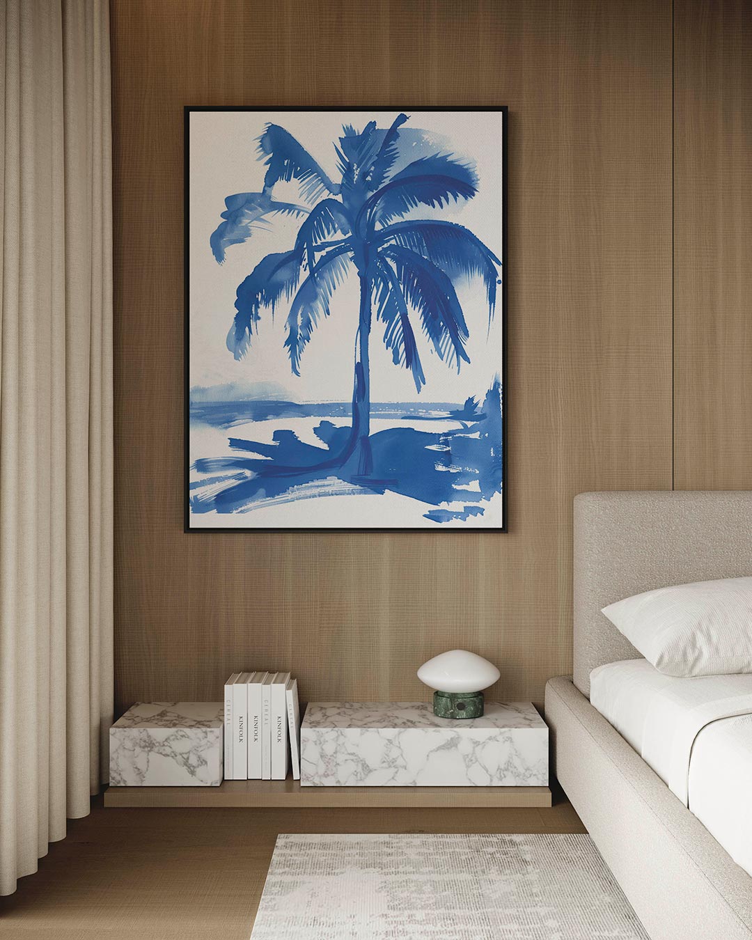 Blauwe palmboom Kunstwerk