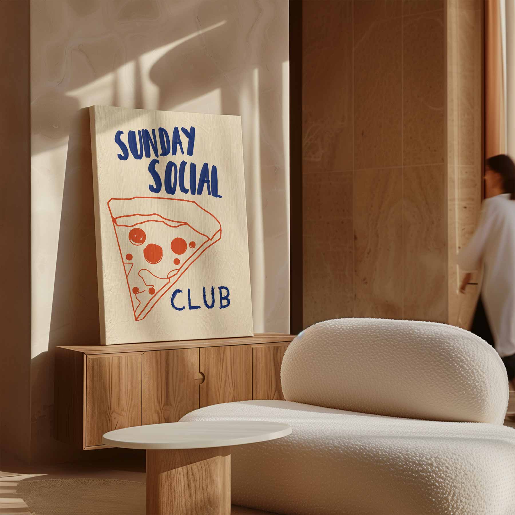 Pizza Party Illustratie Kunstwerk-canvas-dibond-plexiglas-wanddecoratie-WallArtistic