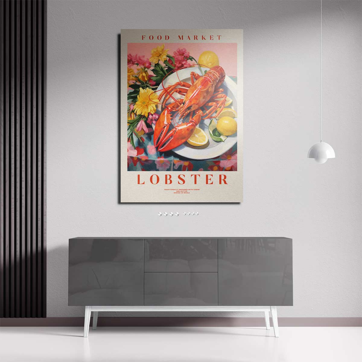 Kleurrijke Kreeft Still Life Kunstwerk-canvas-dibond-plexiglas-wanddecoratie-WallArtistic