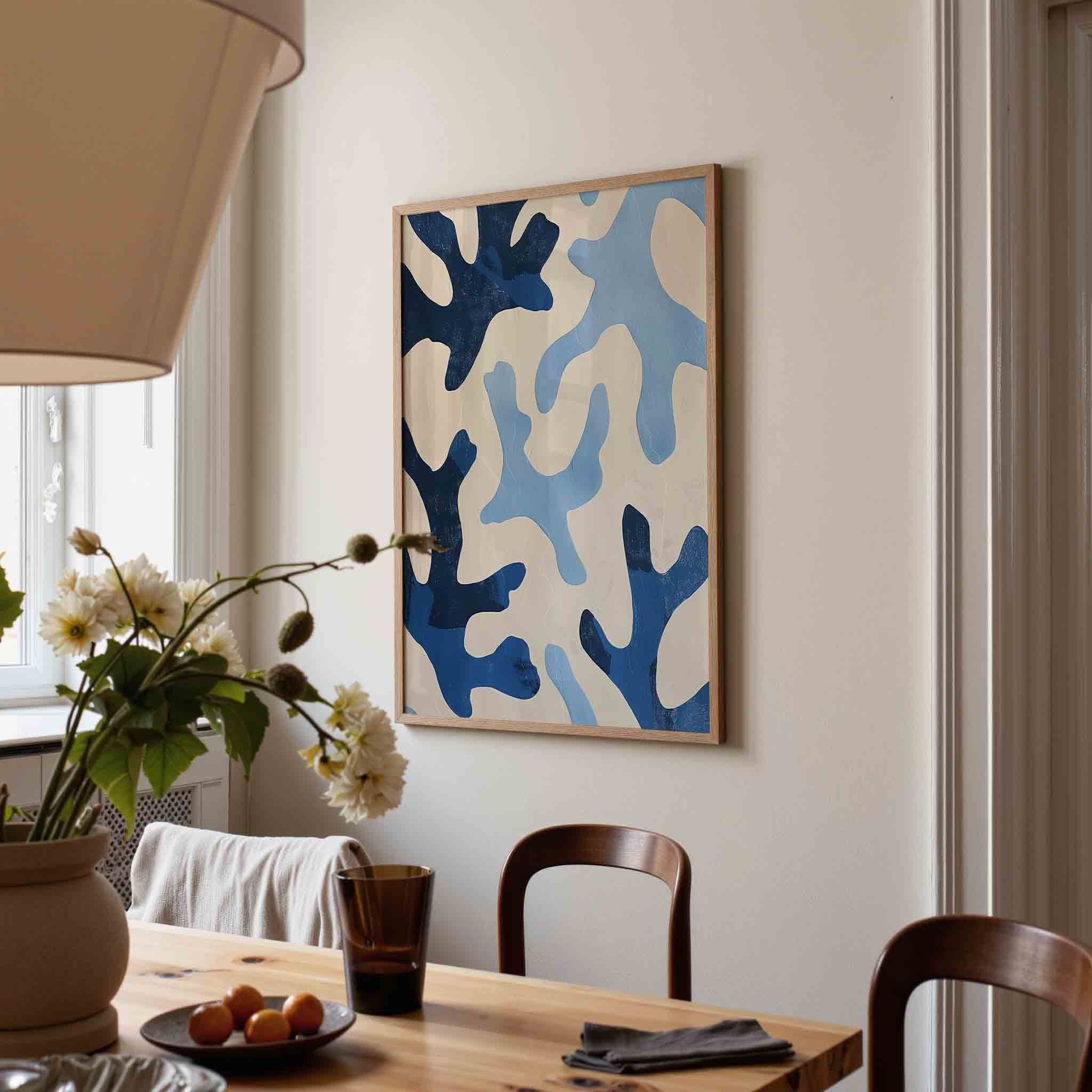 Abstracte blauwe vormen Poster
