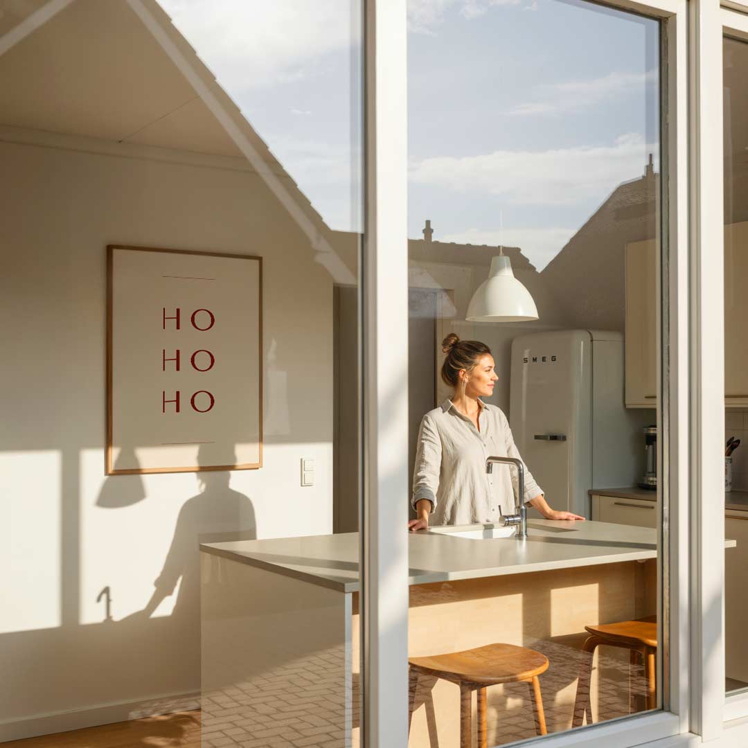 Minimalistische Kerstposter HO HO HO Poster-WallArtistic