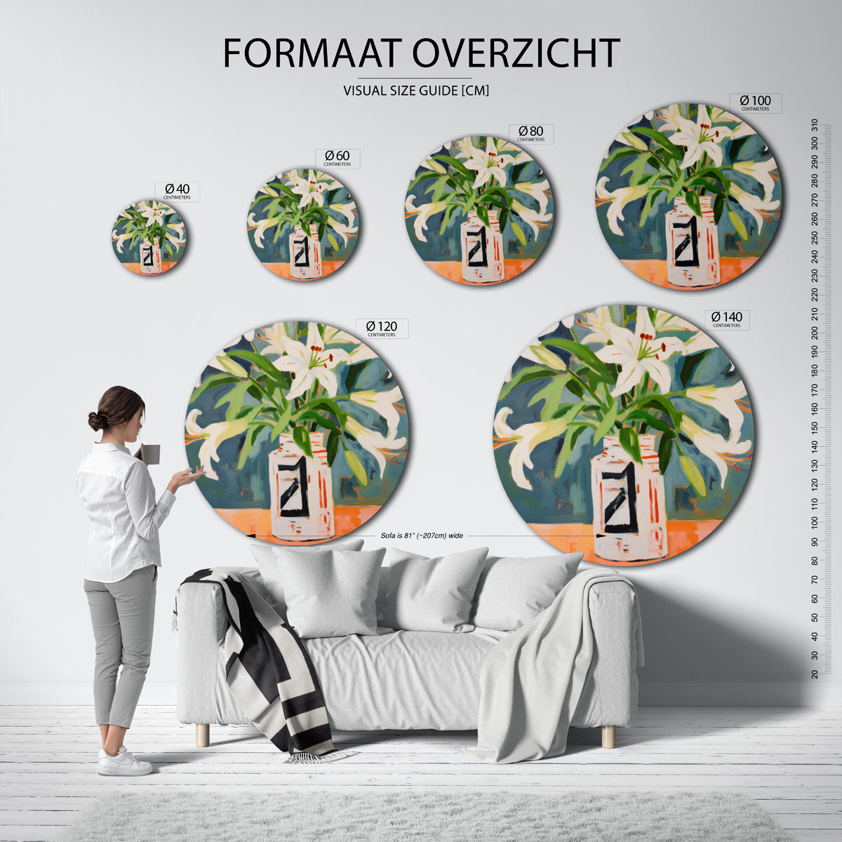Bloemen in vaas Muurcirkel