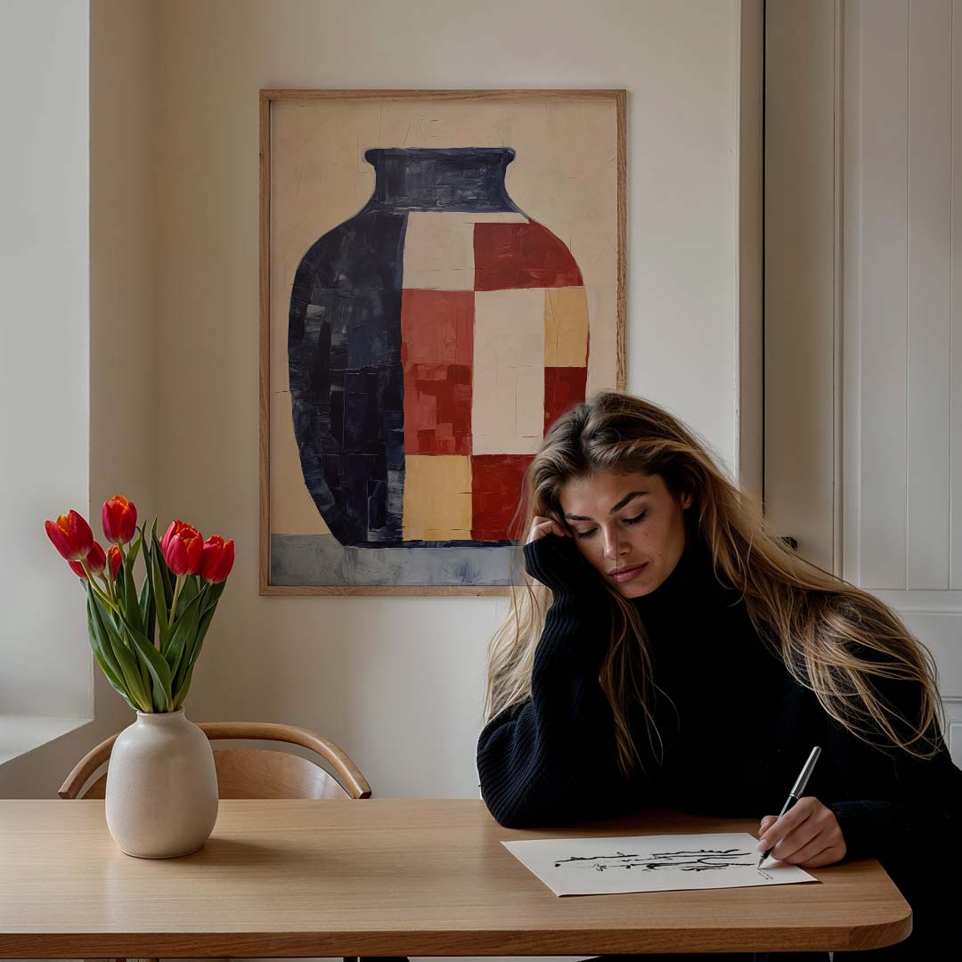 Abstracte Geometrische Vaas Poster-WallArtistic