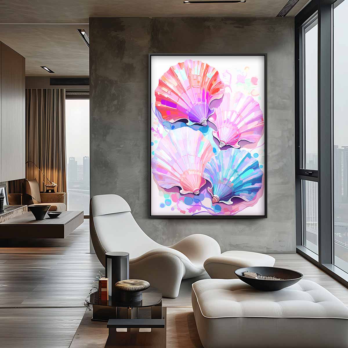 Kleurrijke Schelpenpracht Kunstwerk-canvas-dibond-plexiglas-wanddecoratie-WallArtistic
