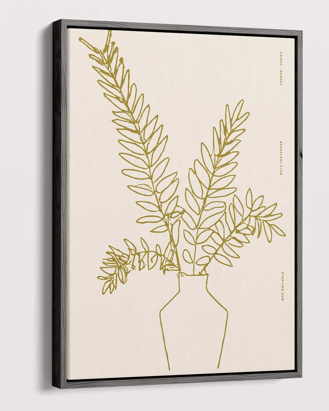 Minimalistische Bladeren in Vaas Kunstwerk-canvas-dibond-plexiglas-wanddecoratie-WallArtistic