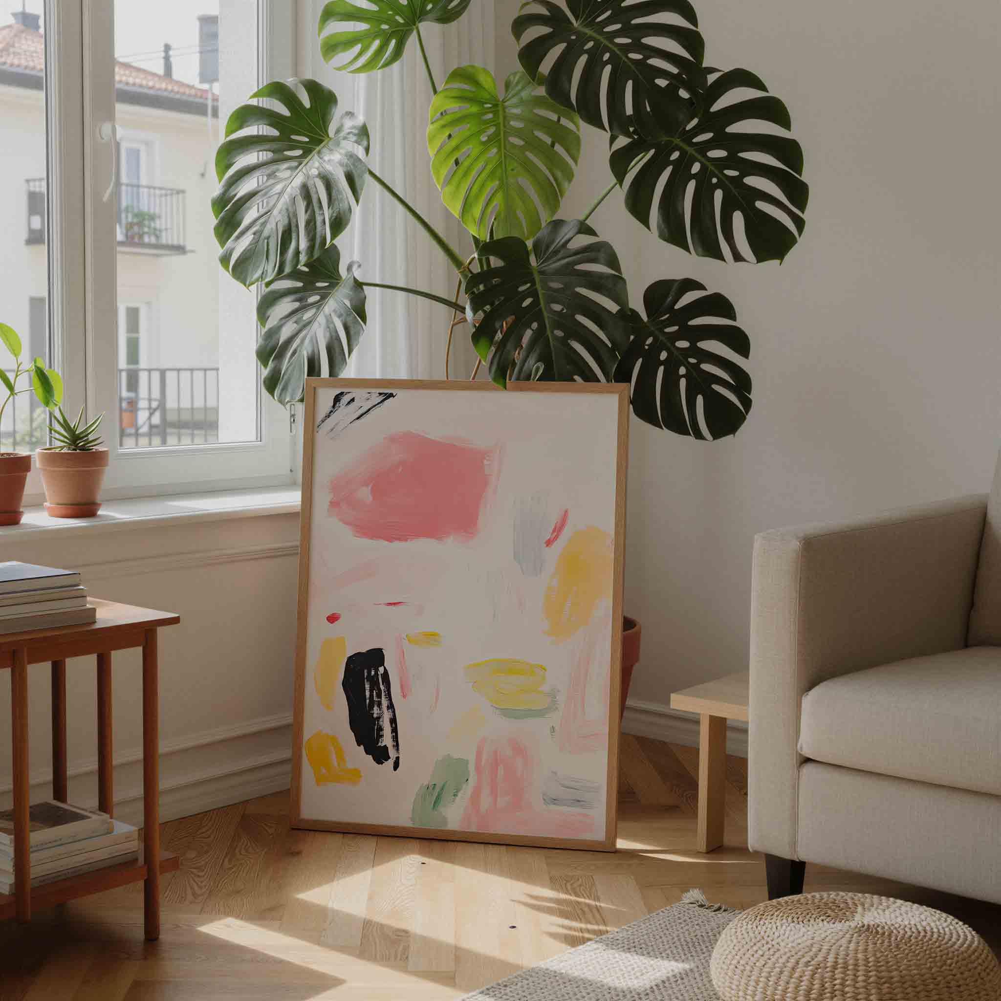 Abstracte penseelstreken Poster