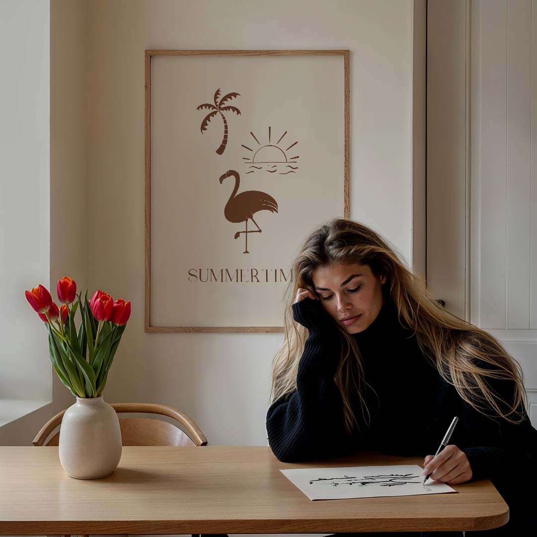 Zomerse Flamingo Poster-WallArtistic