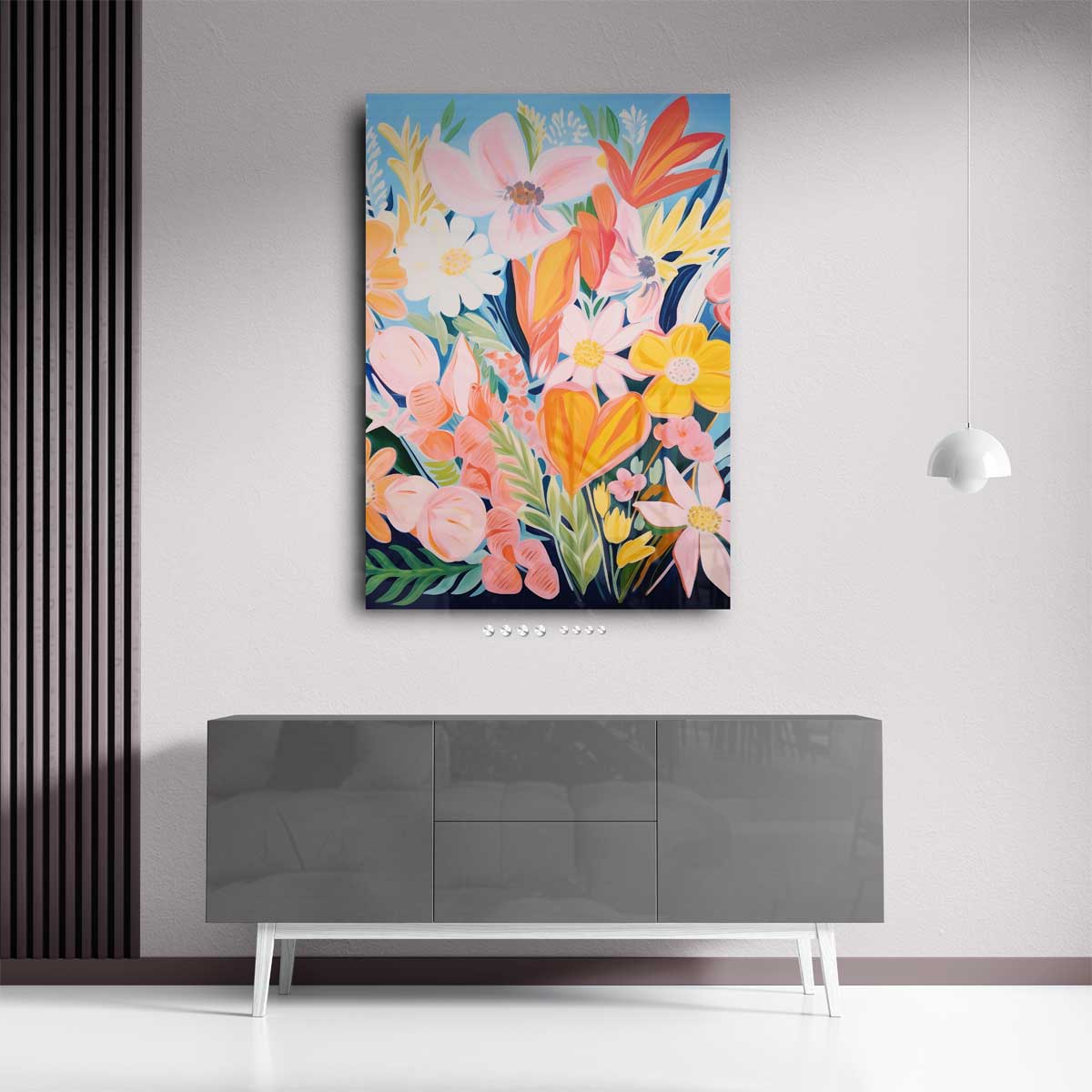 Bloemengeur in Kleuren Kunstwerk-canvas-dibond-plexiglas-wanddecoratie-WallArtistic