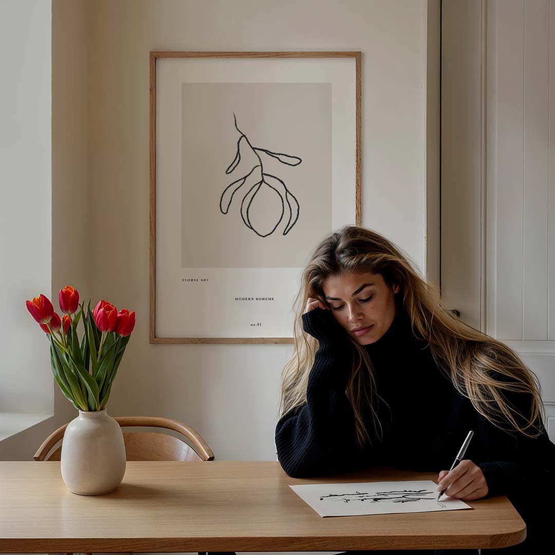 Minimalistische Bloemencanvas Poster-WallArtistic