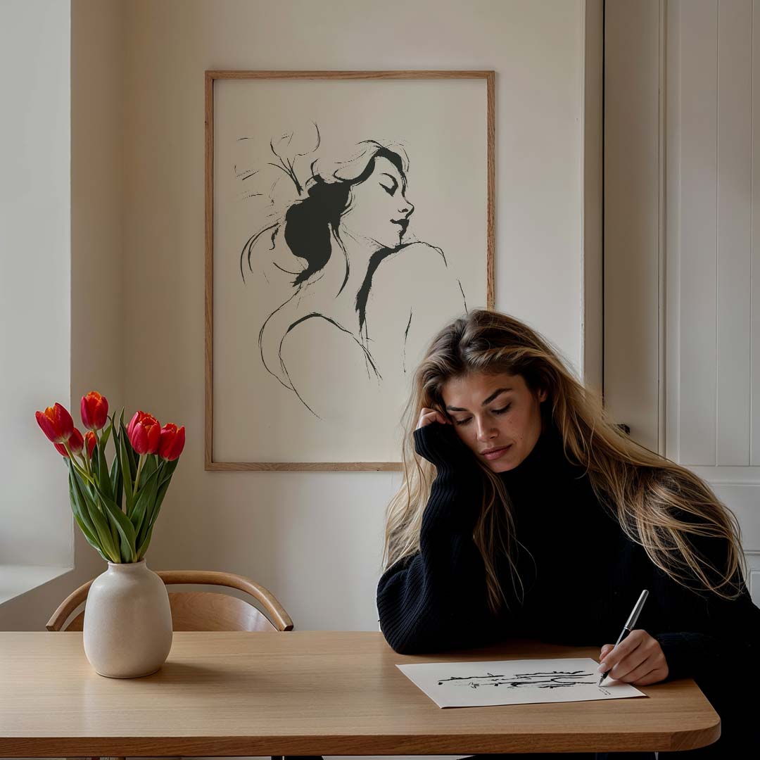 Elegante Vrouwelijke Schets Poster-WallArtistic