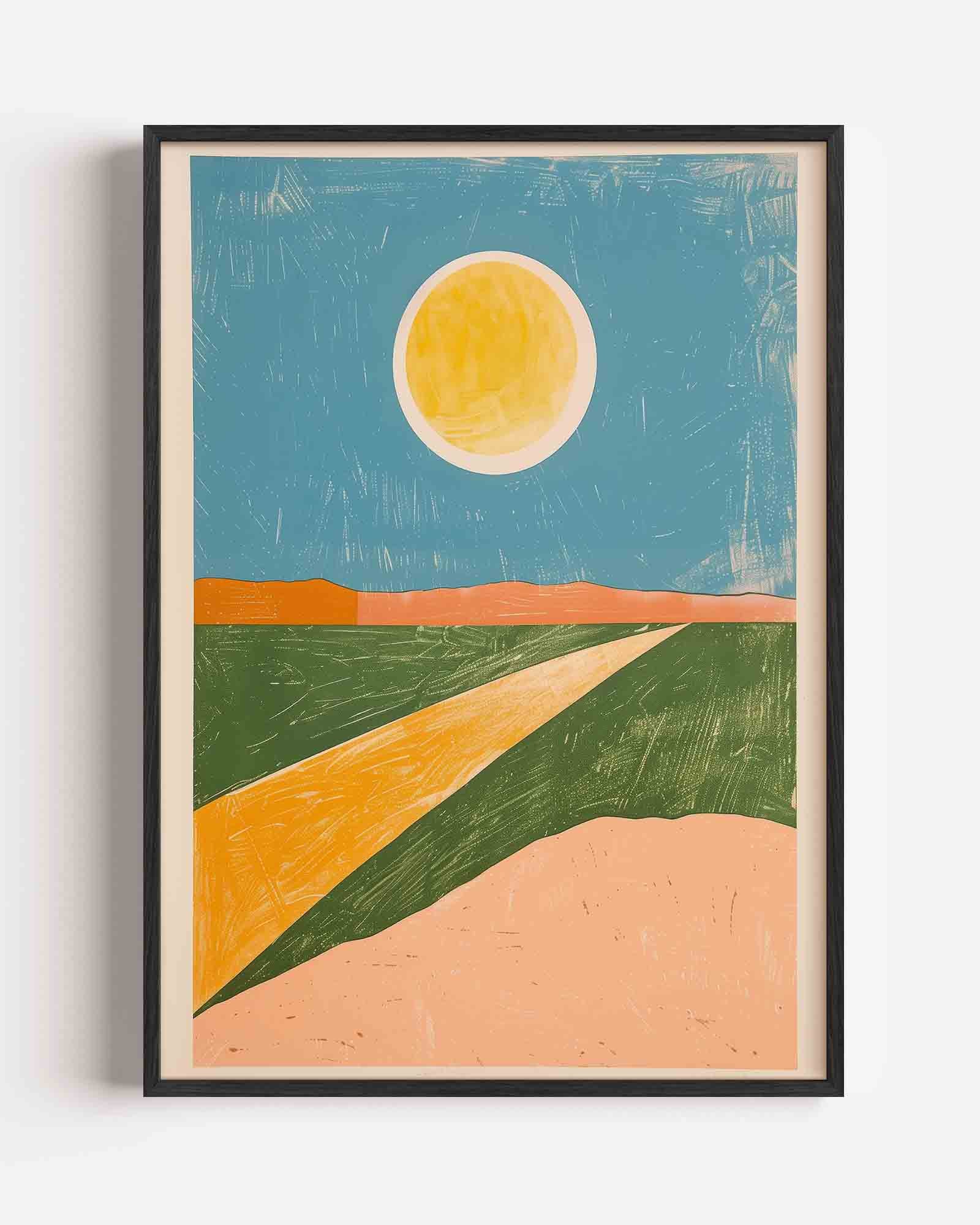 Zon en landschap Poster