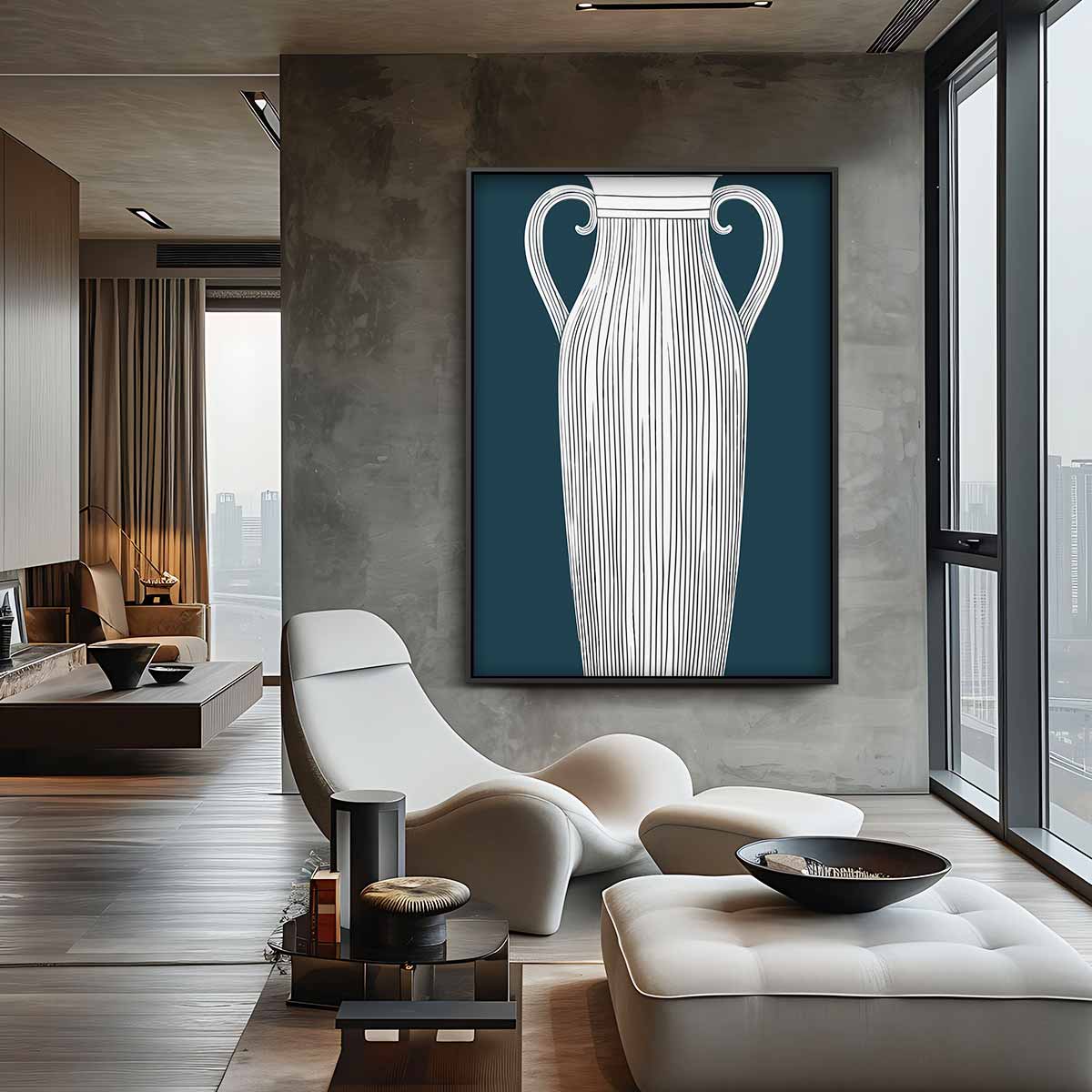 Elegante Gestreepte Vaas Kunstwerk-canvas-dibond-plexiglas-wanddecoratie-WallArtistic
