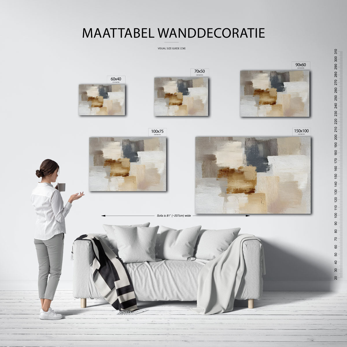 Neutrale kleuren compositie Kunstwerk