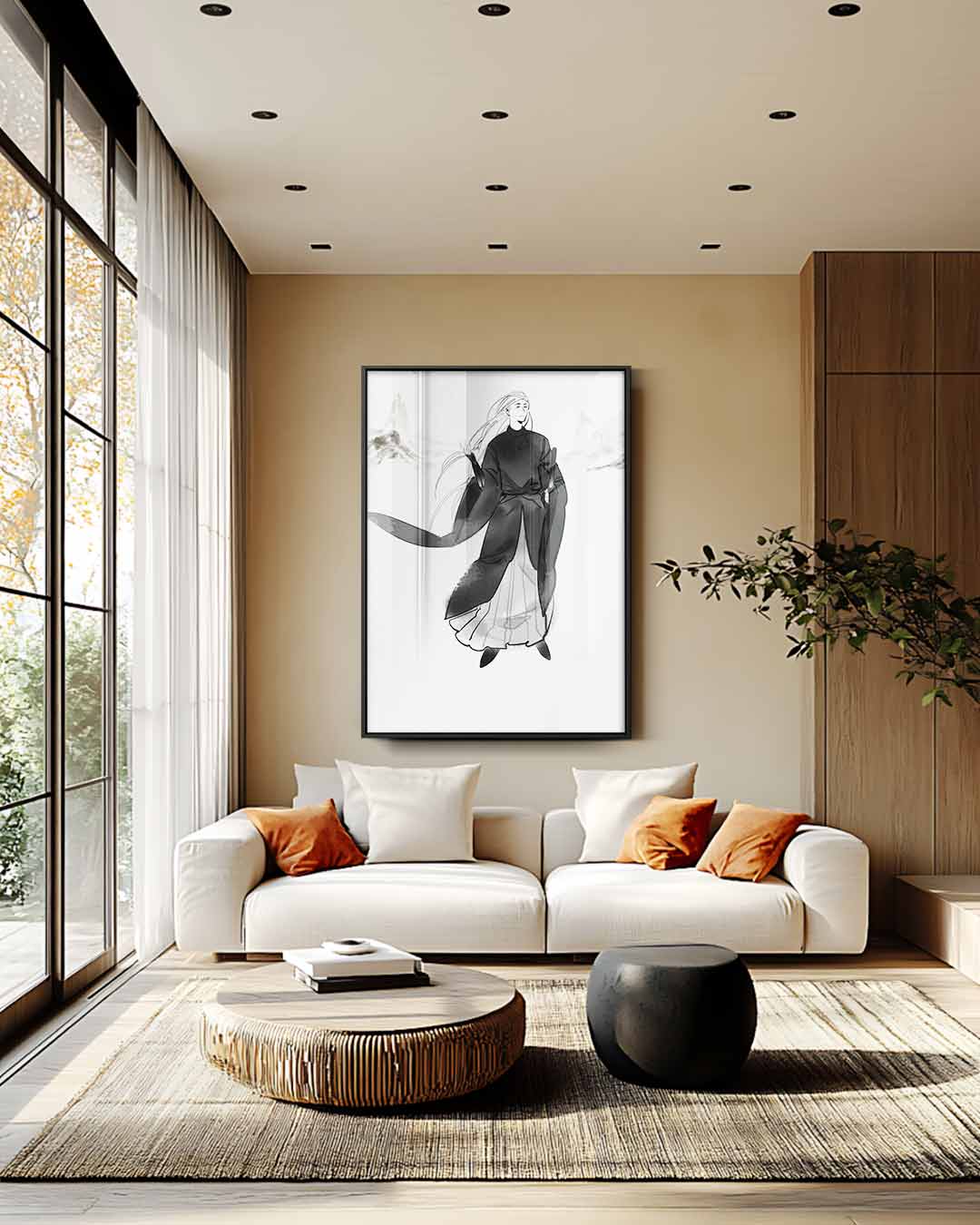 Mystieke Krijger in de Mist Kunstwerk-canvas-dibond-plexiglas-wanddecoratie-WallArtistic