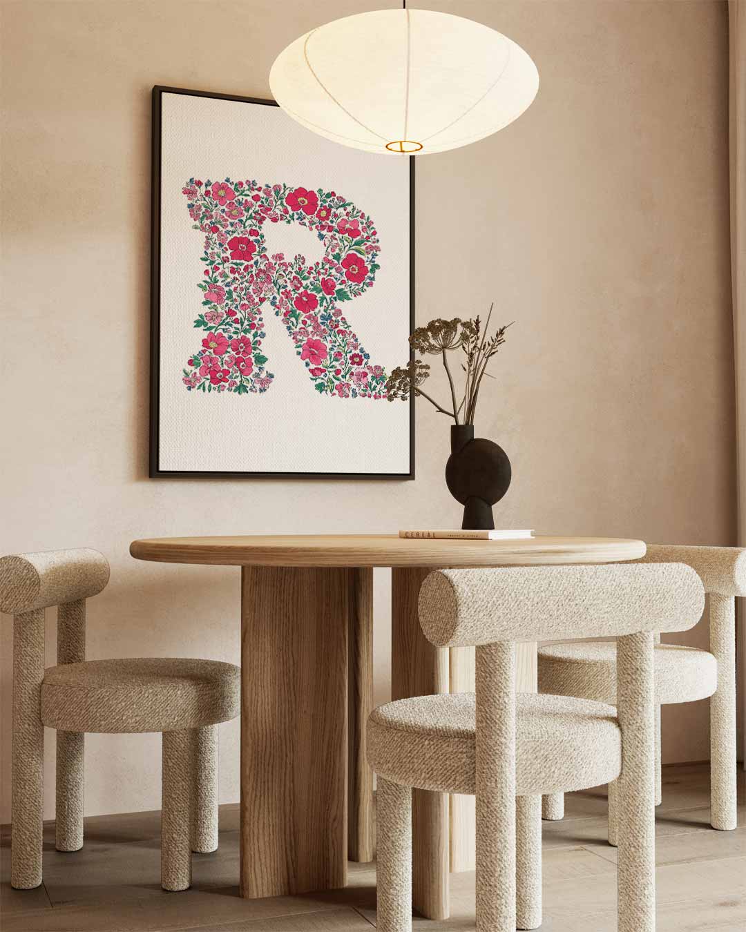 Bloemenletter R Kunstwerk-canvas-dibond-plexiglas-wanddecoratie-WallArtistic