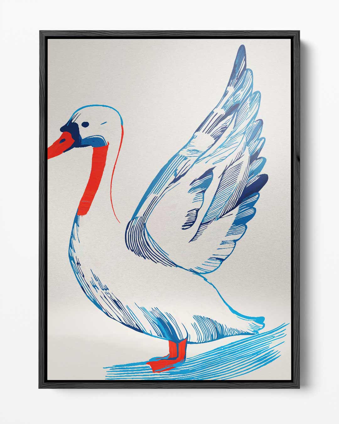 Kleurrijke Zwaan Illustratie Kunstwerk-canvas-dibond-plexiglas-wanddecoratie-WallArtistic