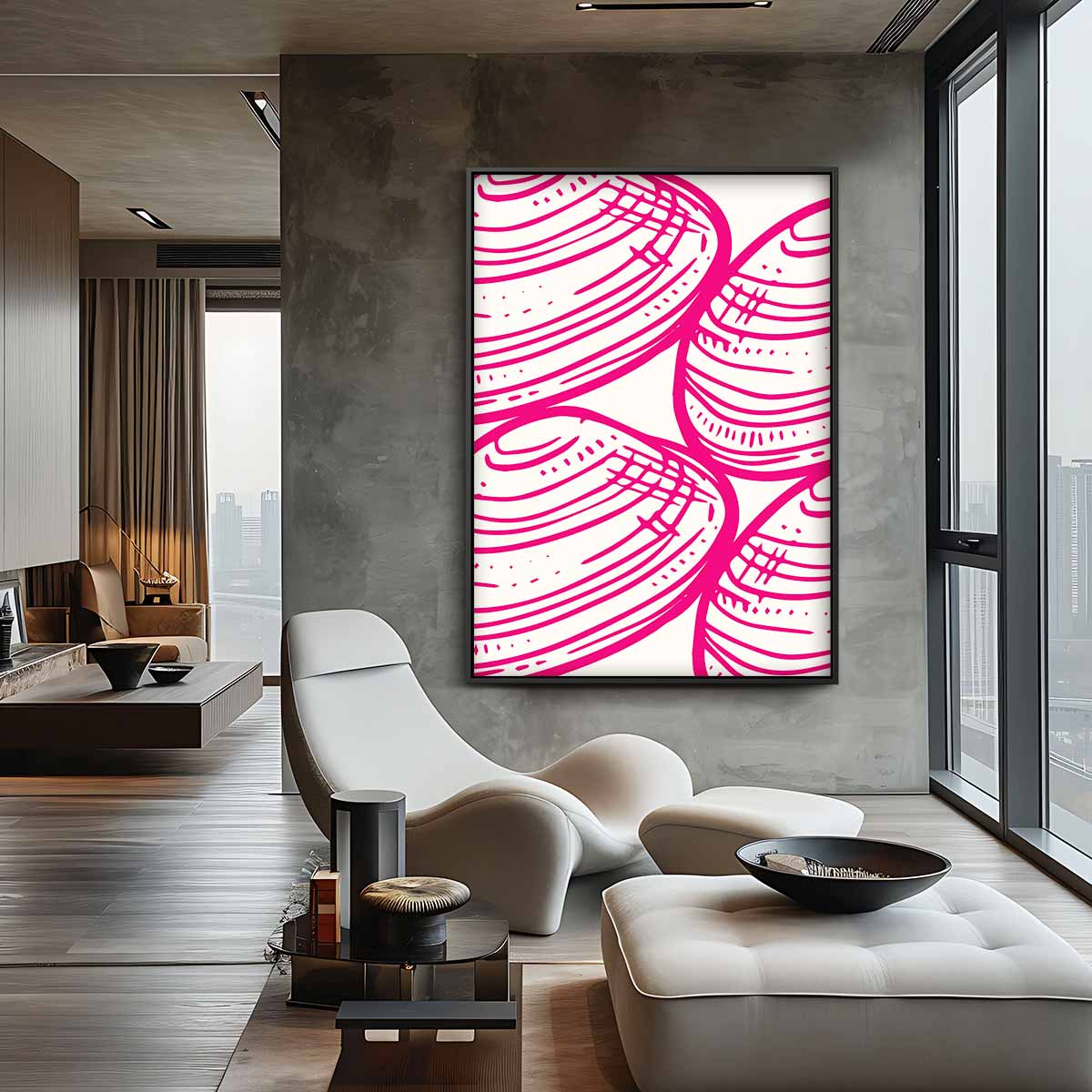 Schelpvormige Patrons in Roze Kunstwerk-canvas-dibond-plexiglas-wanddecoratie-WallArtistic