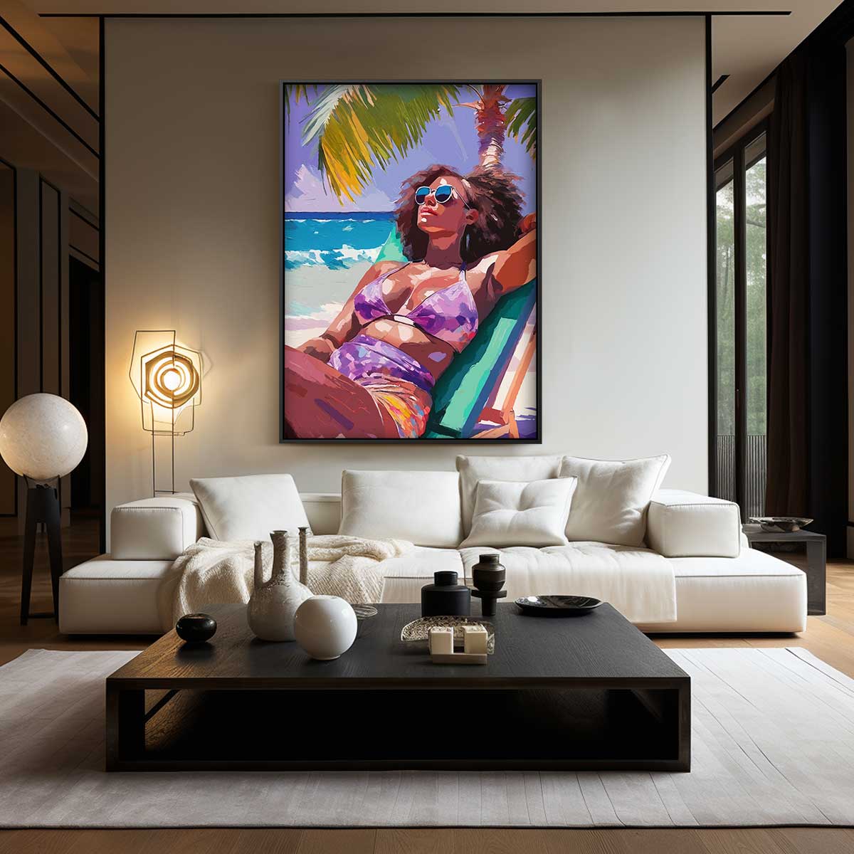 Zomers Genieten op het Strand Kunstwerk-canvas-dibond-plexiglas-wanddecoratie-WallArtistic