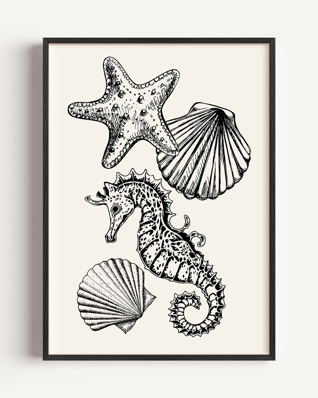 Zeedieren Sierlijke Illustraties Poster-WallArtistic