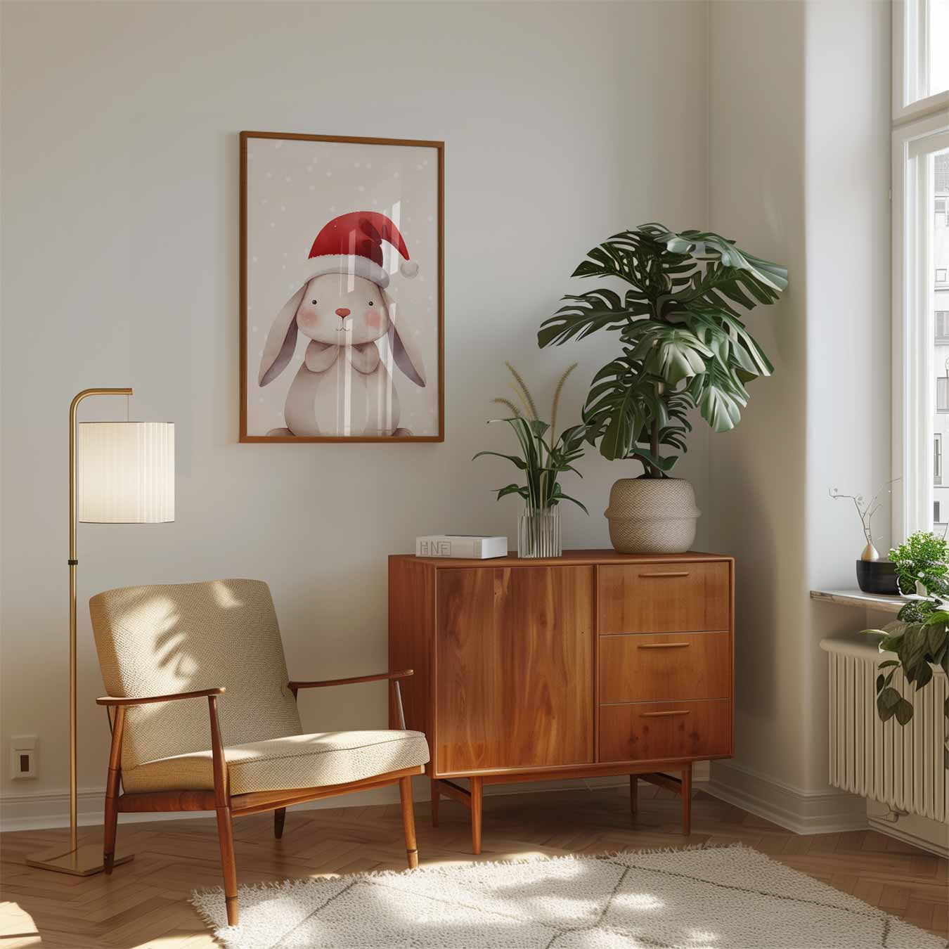 Winterse Kerstkonijn Poster
