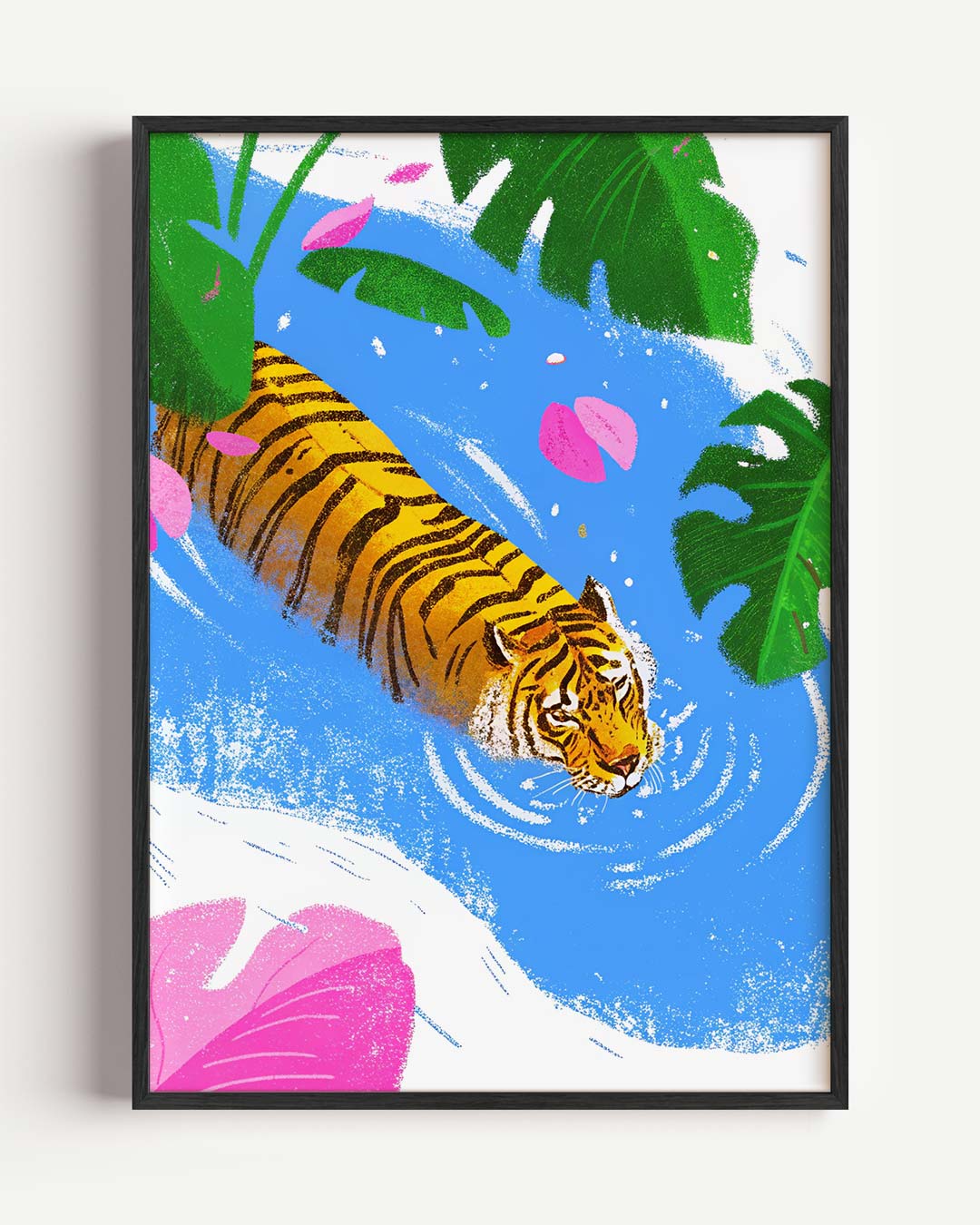 Vrolijke Tijger aan het Zwemmen Poster-WallArtistic