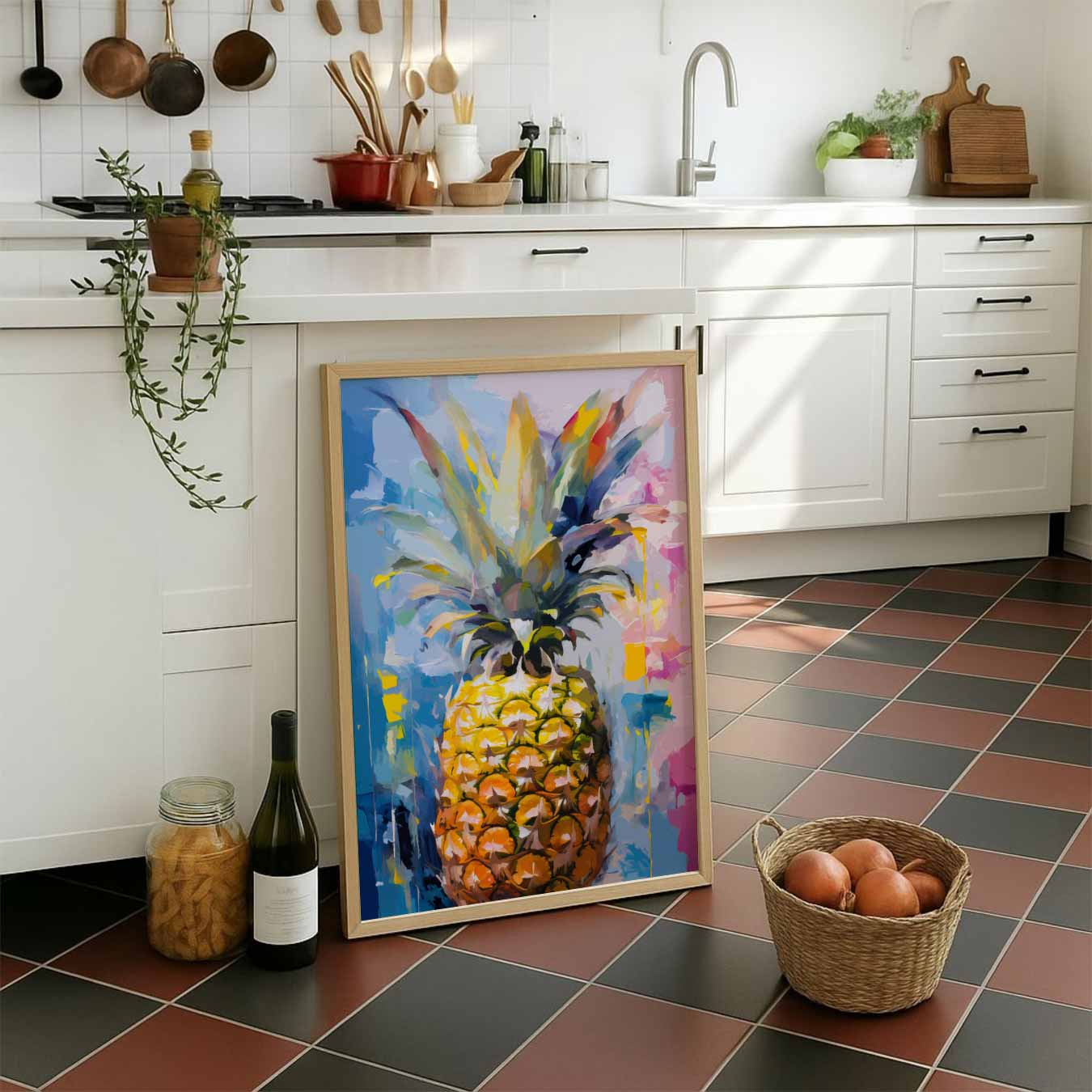 Kleurrijke Ananas Expressie Poster-WallArtistic