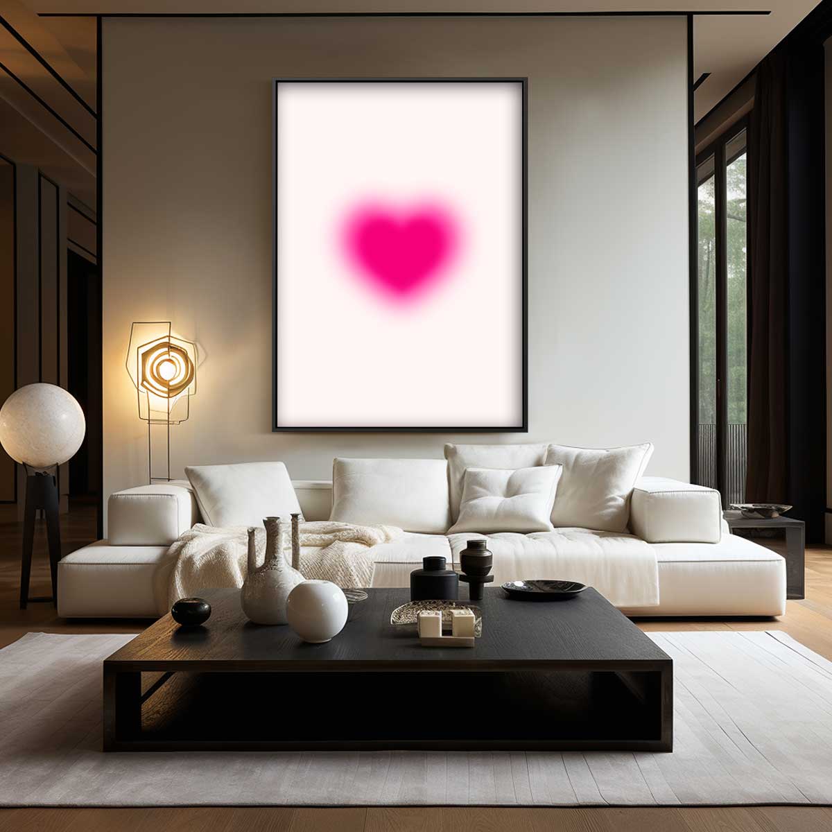 Liefdeshart in Roze Kunstwerk-canvas-dibond-plexiglas-wanddecoratie-WallArtistic