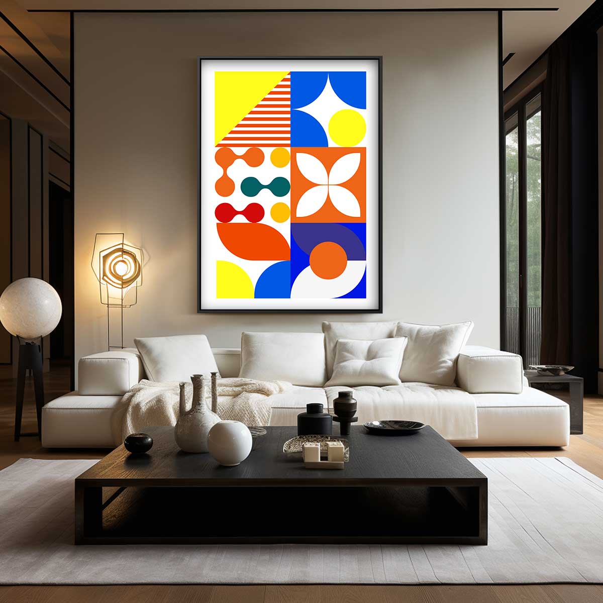 Kleurrijk Geometrisch Genot Kunstwerk-canvas-dibond-plexiglas-wanddecoratie-WallArtistic
