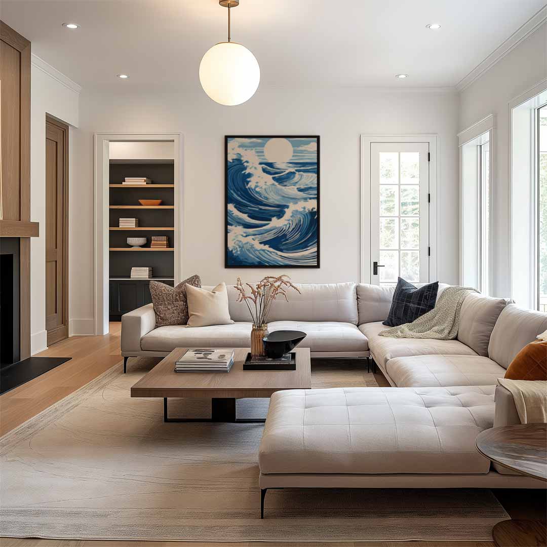 Golven van de Zonsondergang Kunstwerk-canvas-dibond-plexiglas-wanddecoratie-WallArtistic