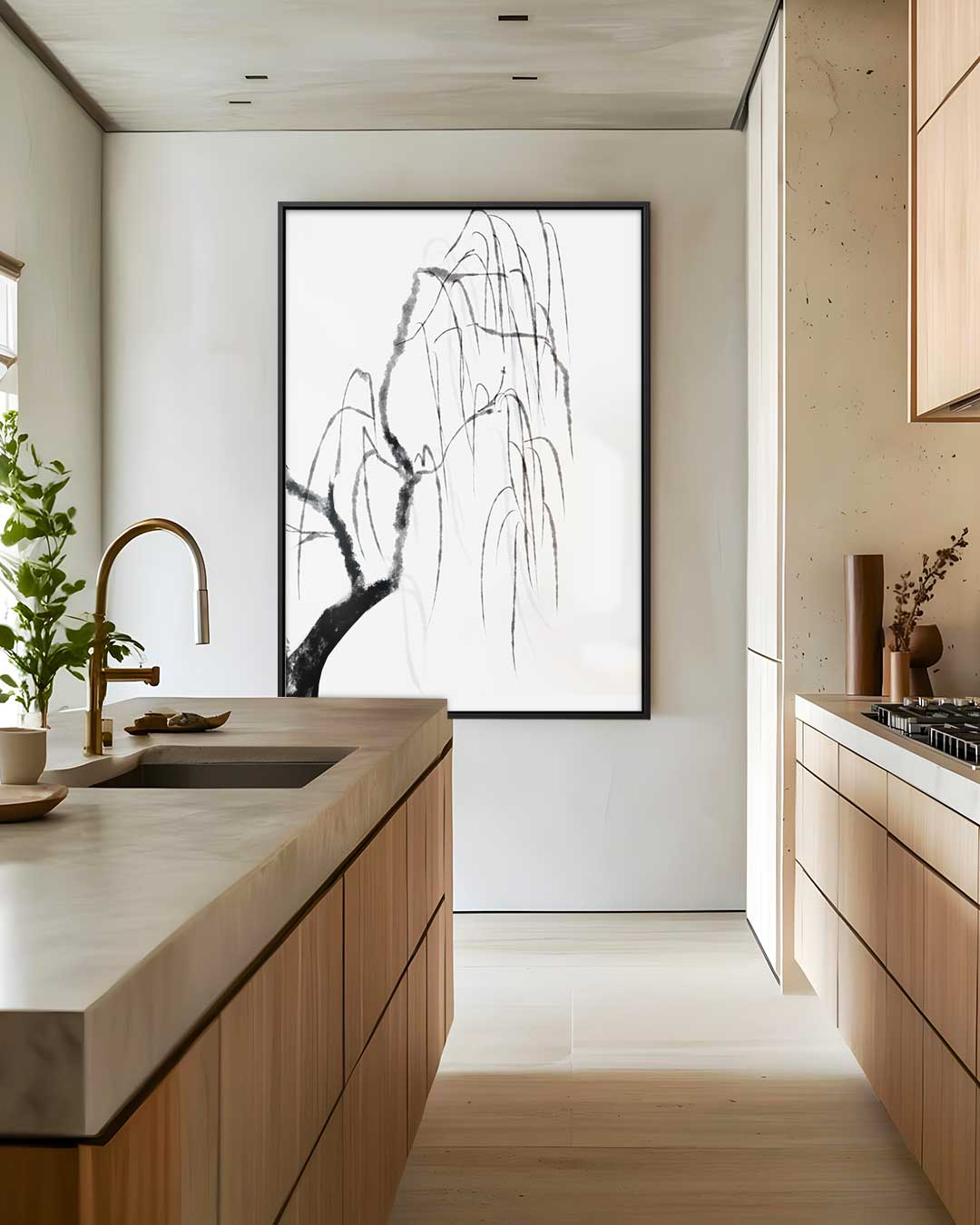 Subtiele Zen Bomen Kunstwerk-canvas-dibond-plexiglas-wanddecoratie-WallArtistic