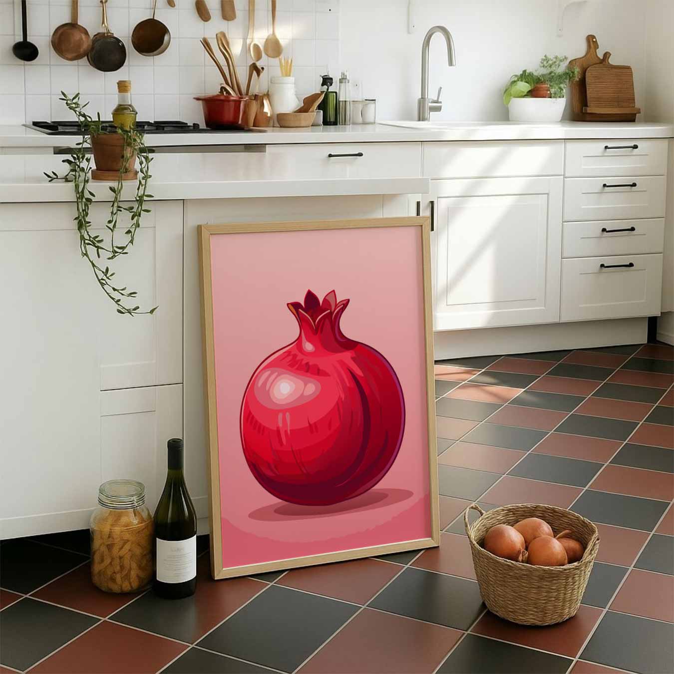 Stijlvolle Granaatappel Illustratie Poster-WallArtistic