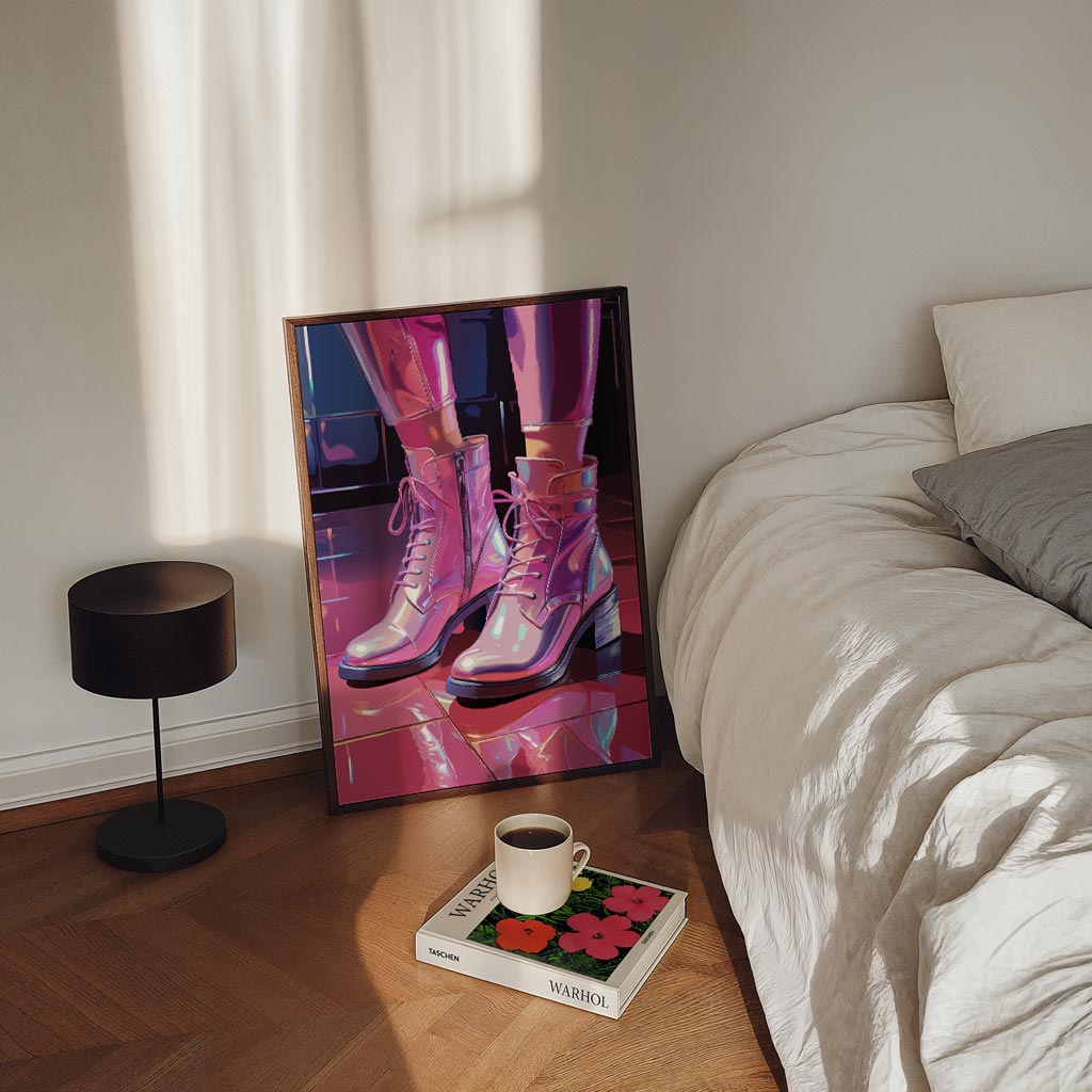 Trendy Roze Enkellaarzen Poster