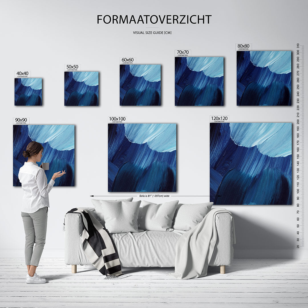 Dynamische blauwe beweging Kunstwerk