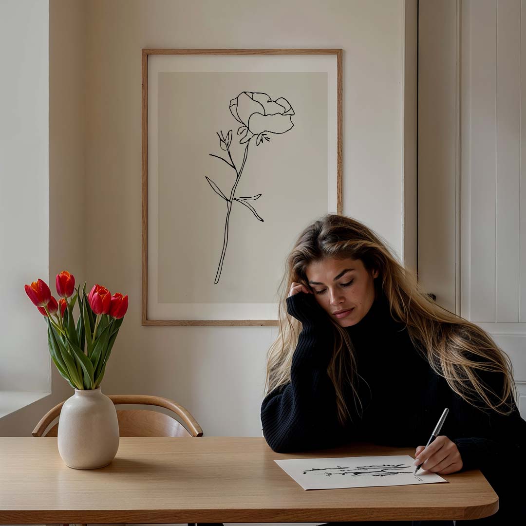 Minimalistische Bloemenlijntekening Poster-WallArtistic
