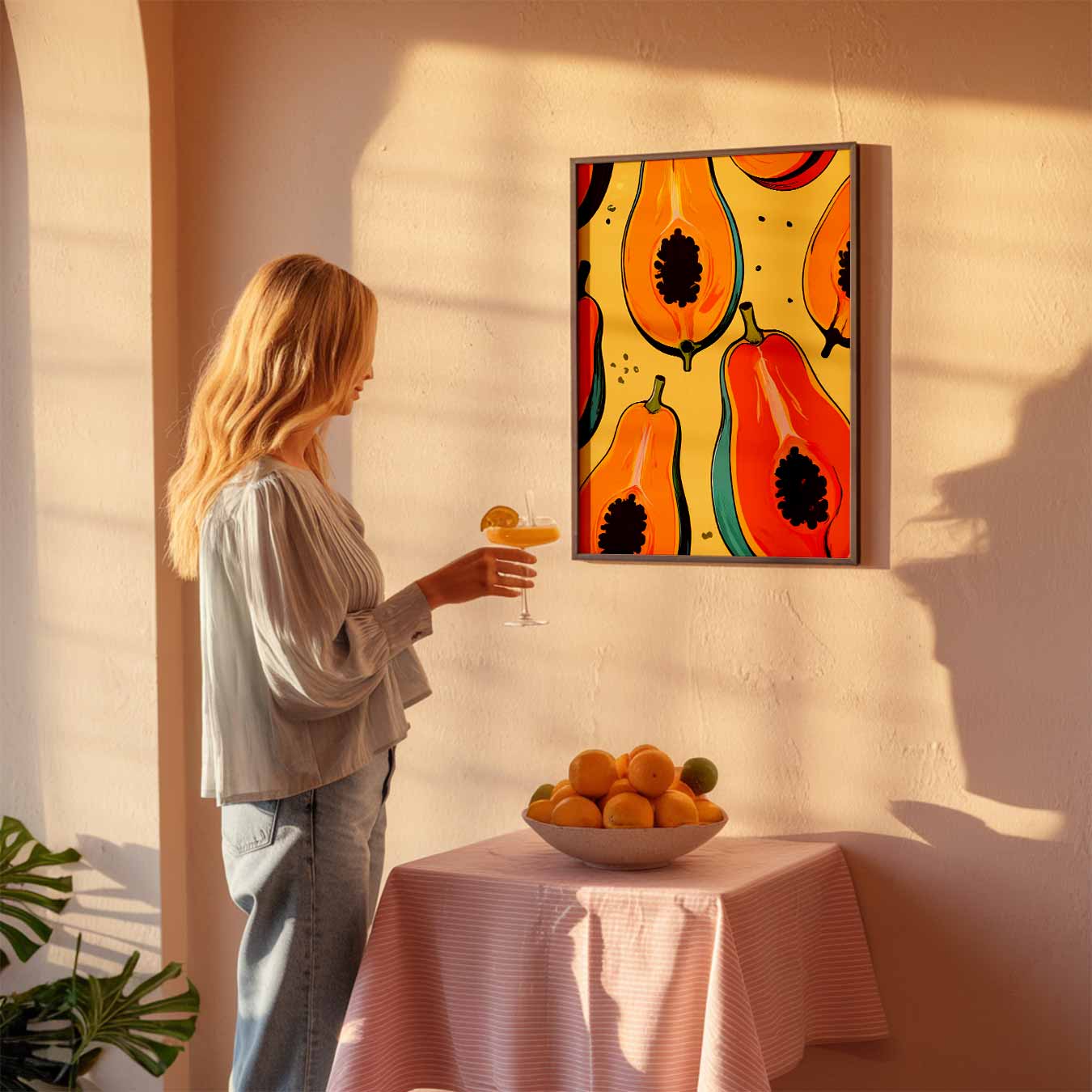 Tropische Papaya Print Poster-WallArtistic