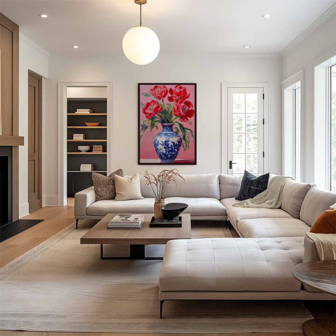 Levende Tulpen in Vaas Kunstwerk-canvas-dibond-plexiglas-wanddecoratie-WallArtistic