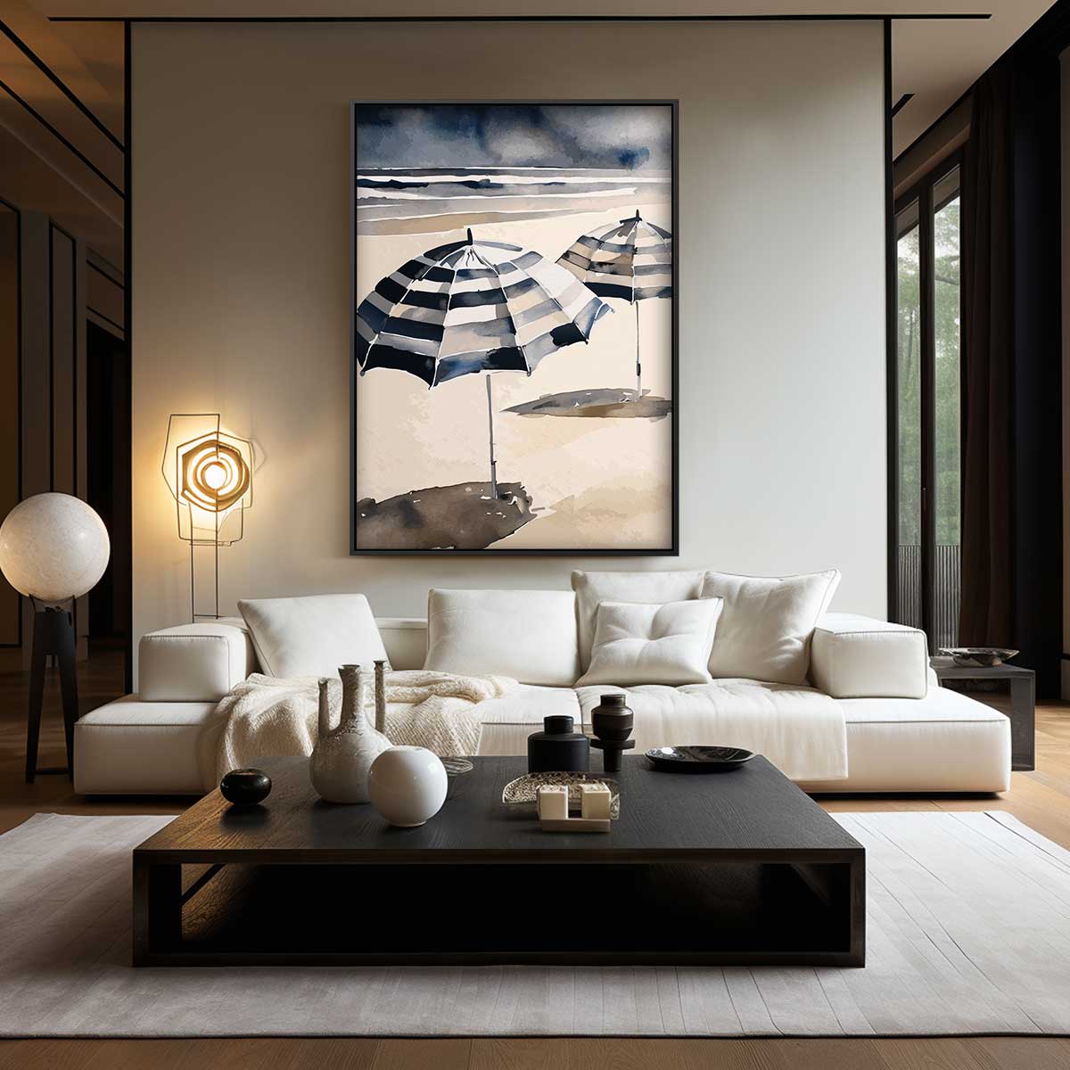 Strandparaplu Paradijs Kunstwerk-canvas-dibond-plexiglas-wanddecoratie-WallArtistic