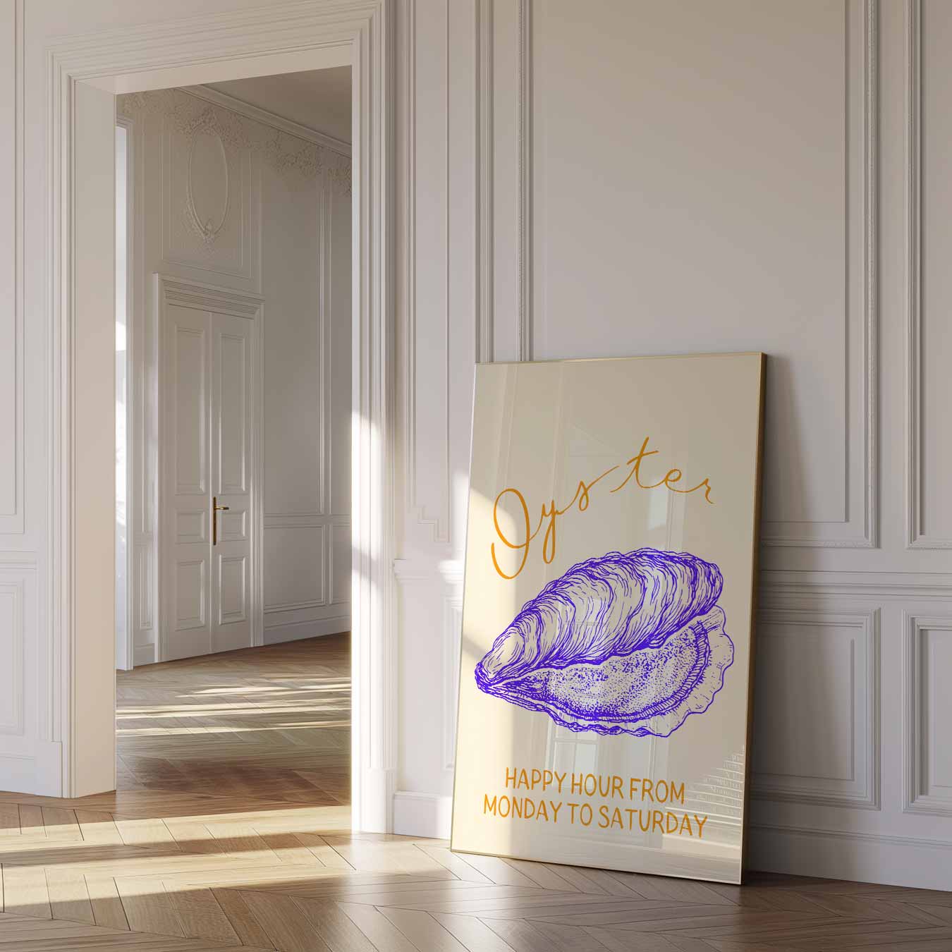 Stijlvolle Oester Illustratie Poster