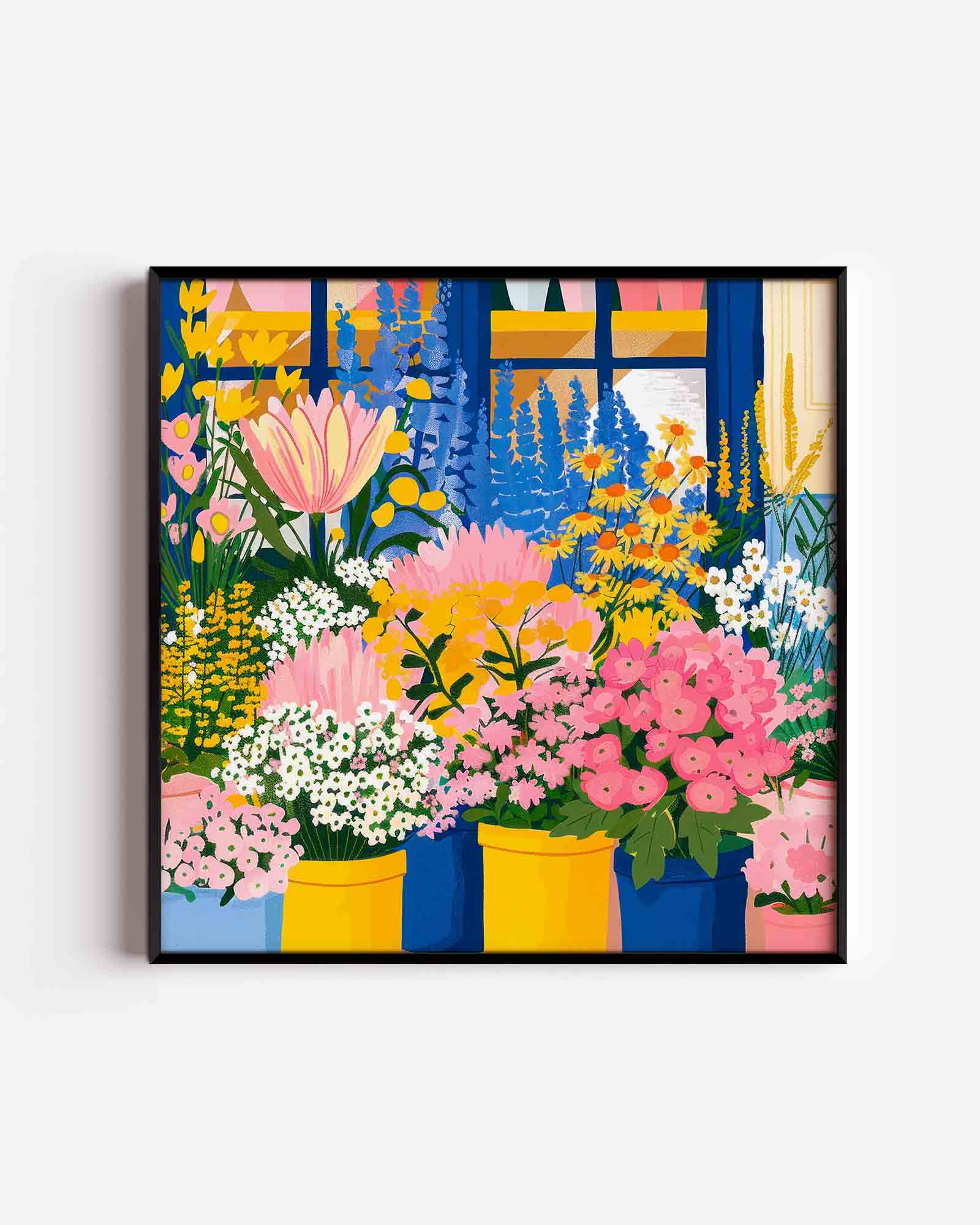 Bloemenzee voor raam Poster