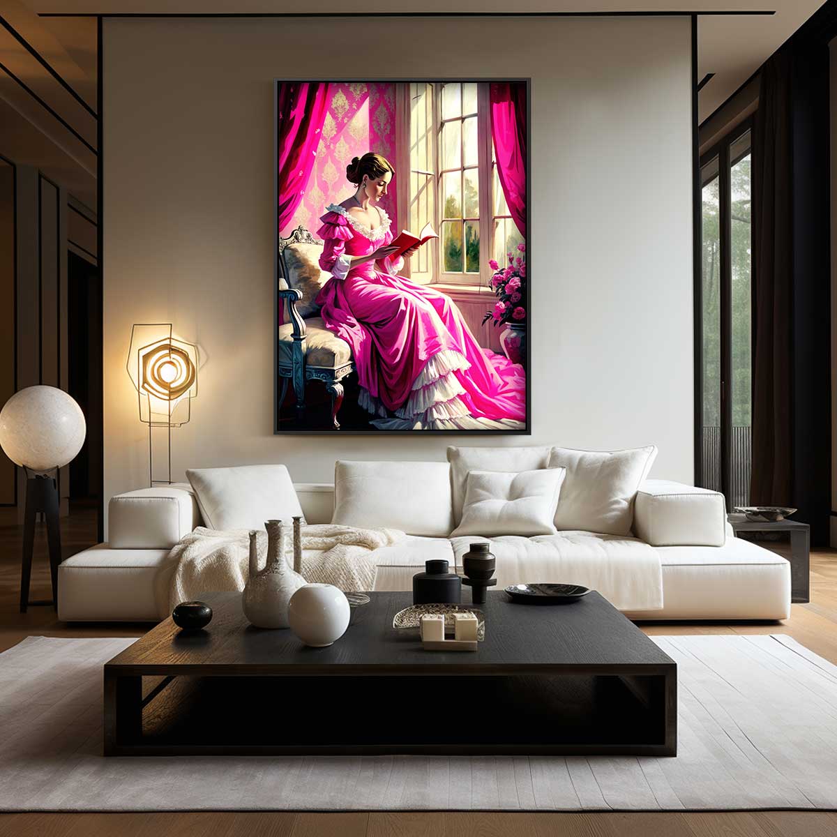 Leesplezier bij het Raam Kunstwerk-canvas-dibond-plexiglas-wanddecoratie-WallArtistic