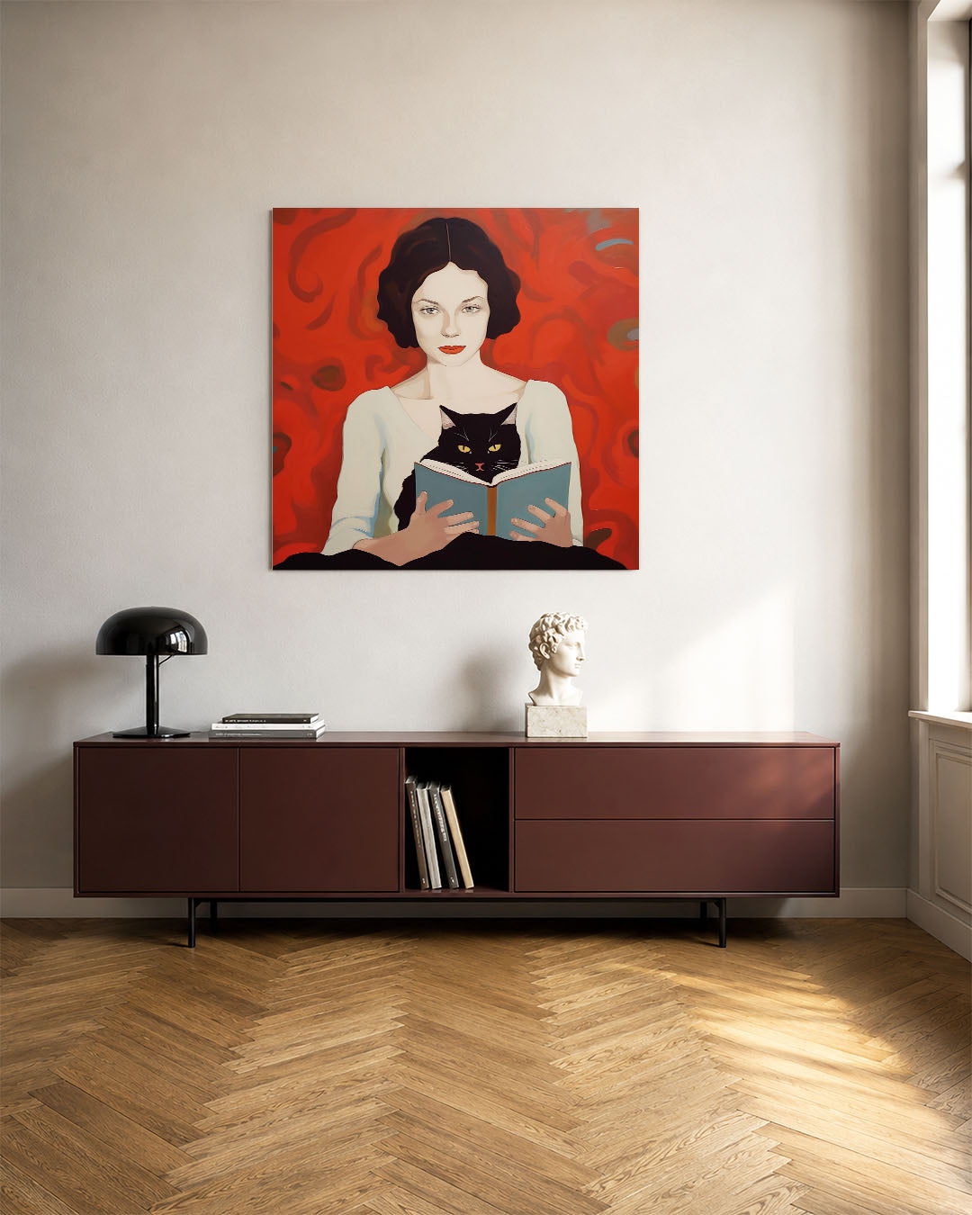 Vrouw met kat Kunstwerk