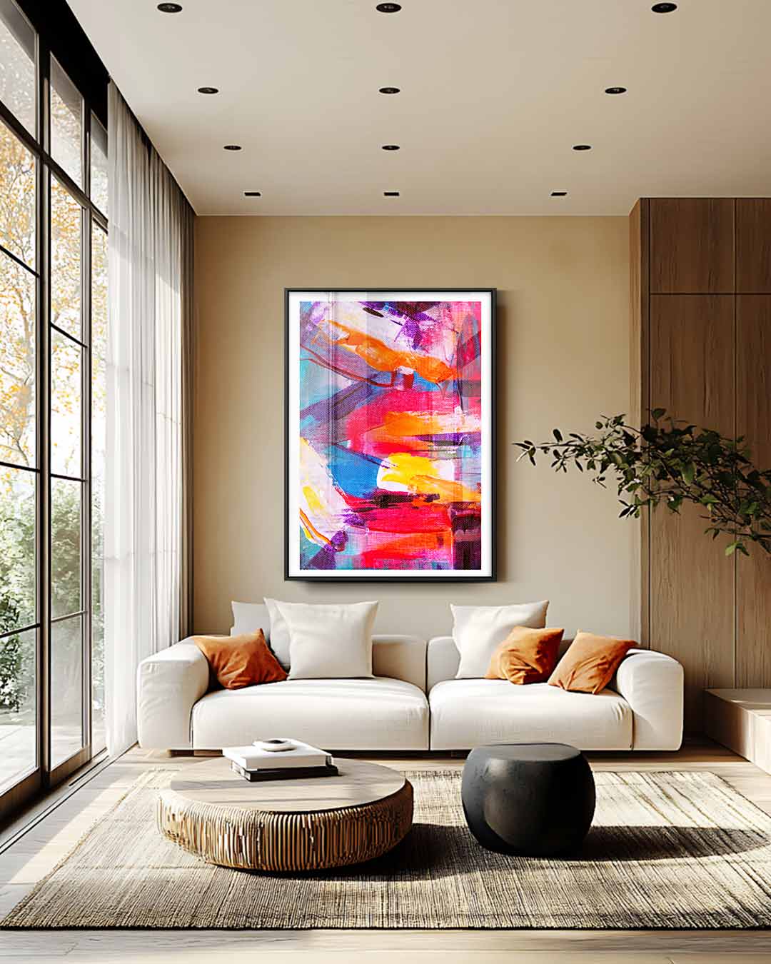 Kleurenexplosie Abstract Kunstwerk-canvas-dibond-plexiglas-wanddecoratie-WallArtistic