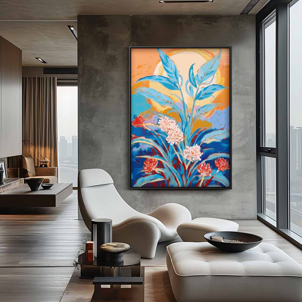 Zomerbloemen in de Wind Kunstwerk-canvas-dibond-plexiglas-wanddecoratie-WallArtistic