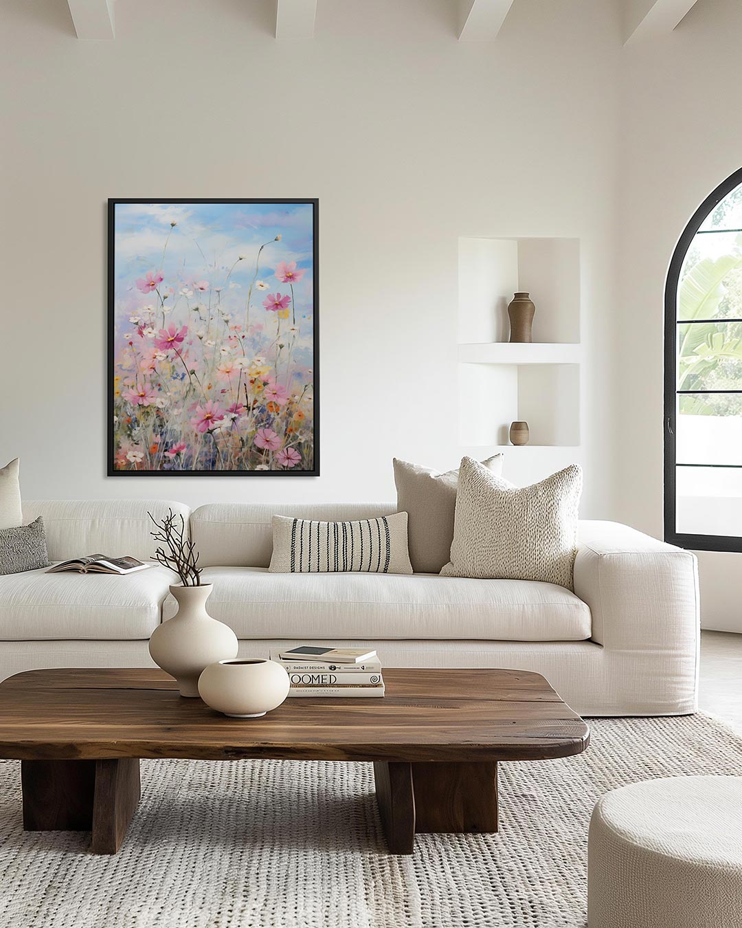 Bloemenveld in lucht Kunstwerk