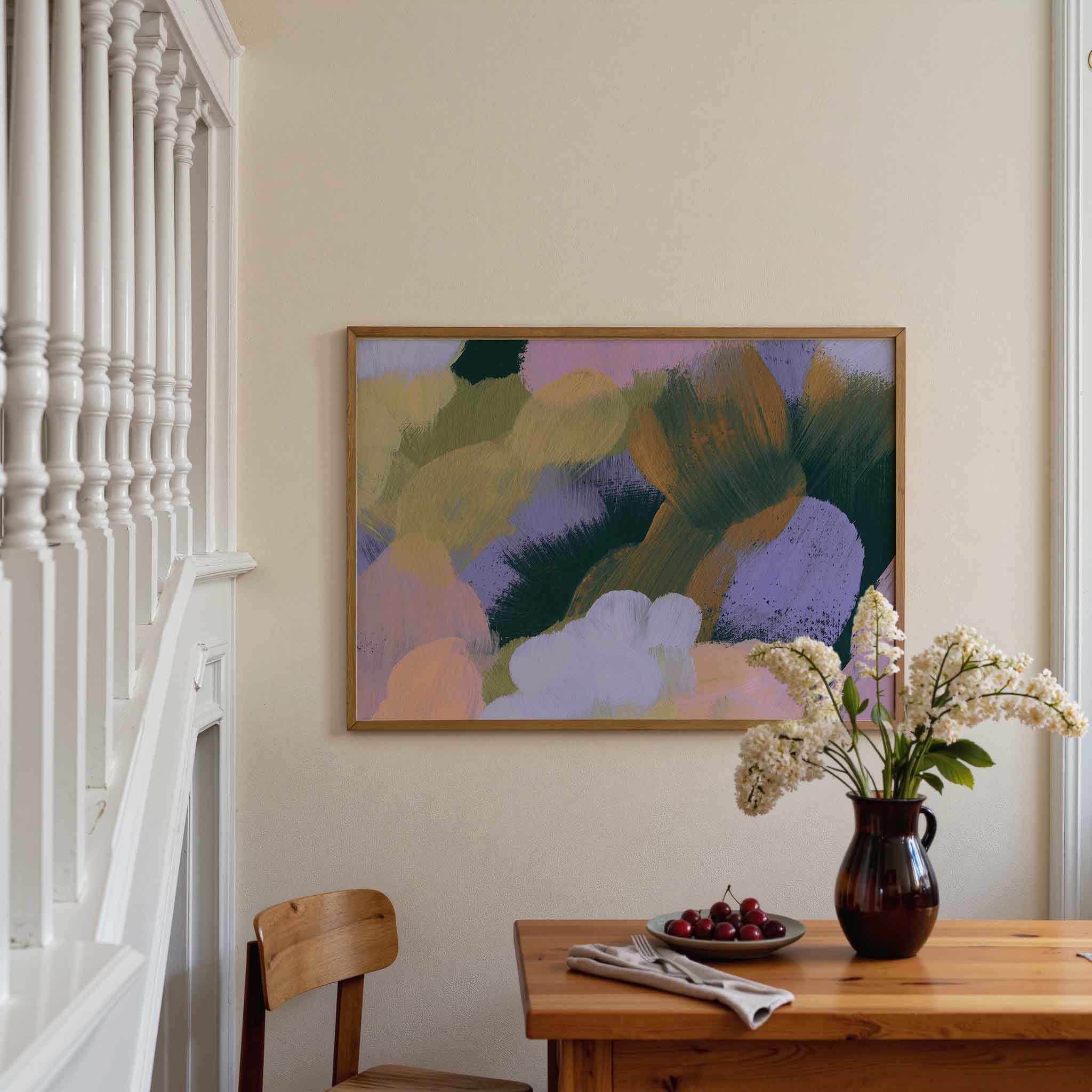 Abstracte penseelstreken Poster