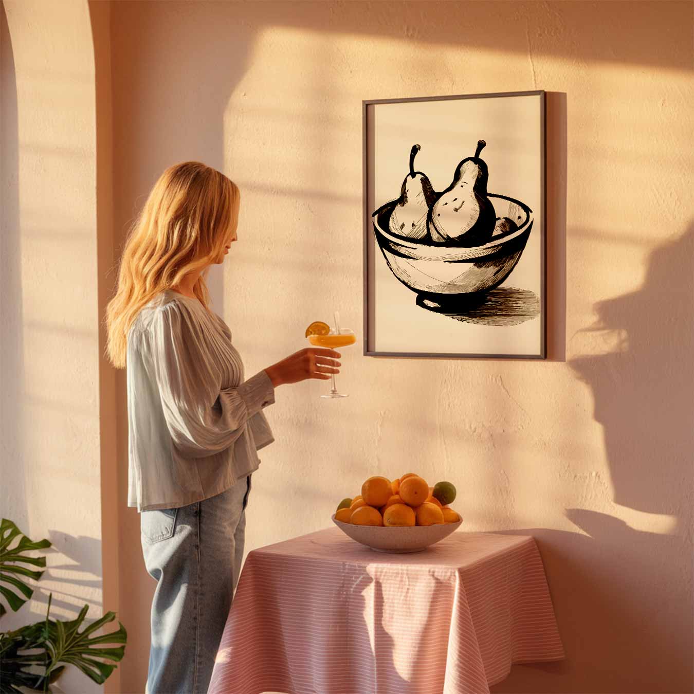 Stijlvolle Perentekening Poster-WallArtistic