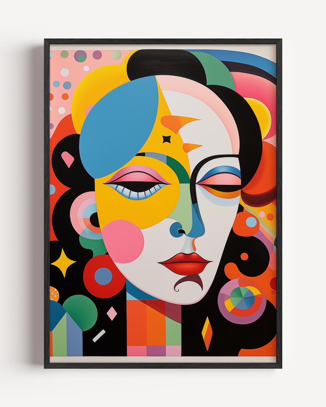 Kleurrijke Gezichtsillusie Kunstposter-WallArtistic