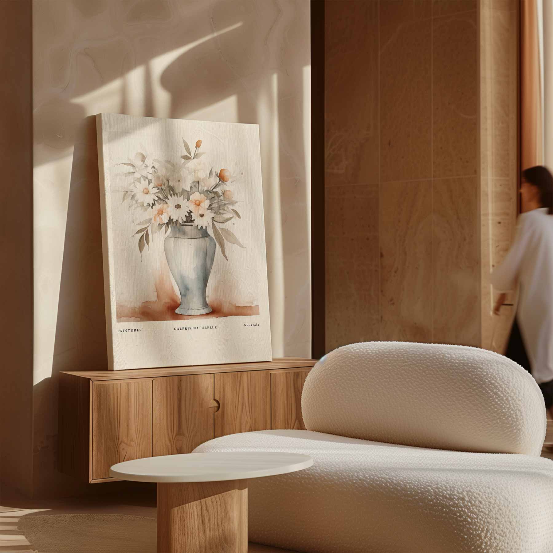 Neutrals Bloemenpracht in Aquarel Kunstwerk-canvas-dibond-plexiglas-wanddecoratie-WallArtistic