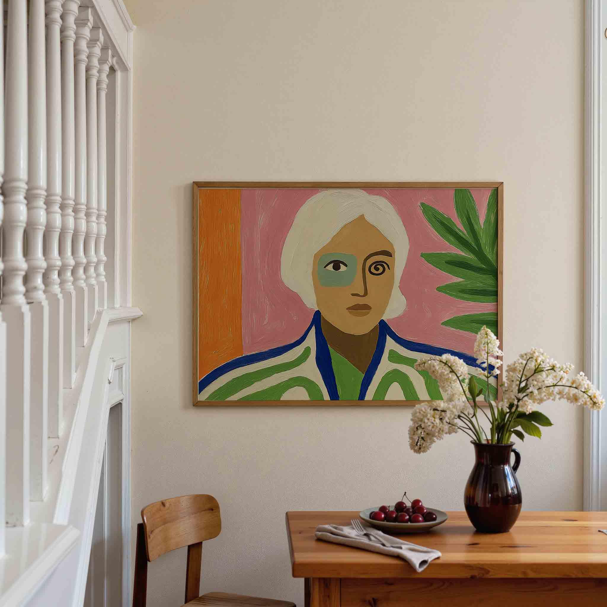 Portret met groene accenten Poster